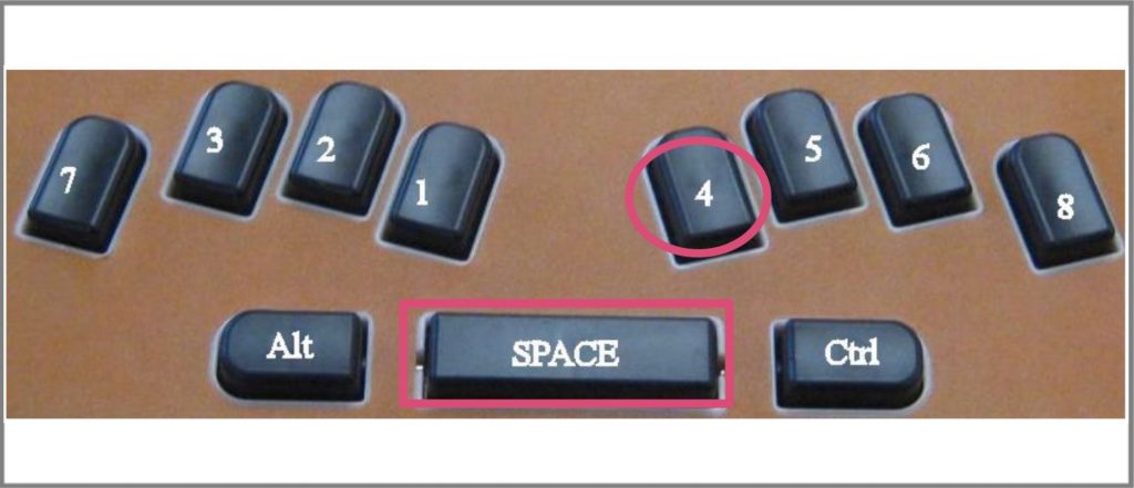 Key 4 + spacebar