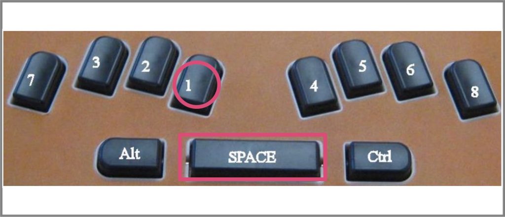Key 1 + spacebar