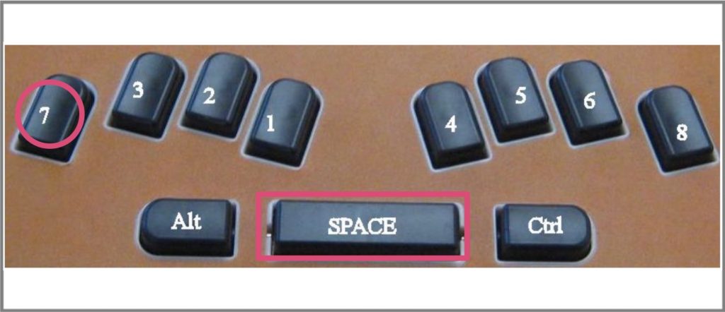 Key 7 + spacebar