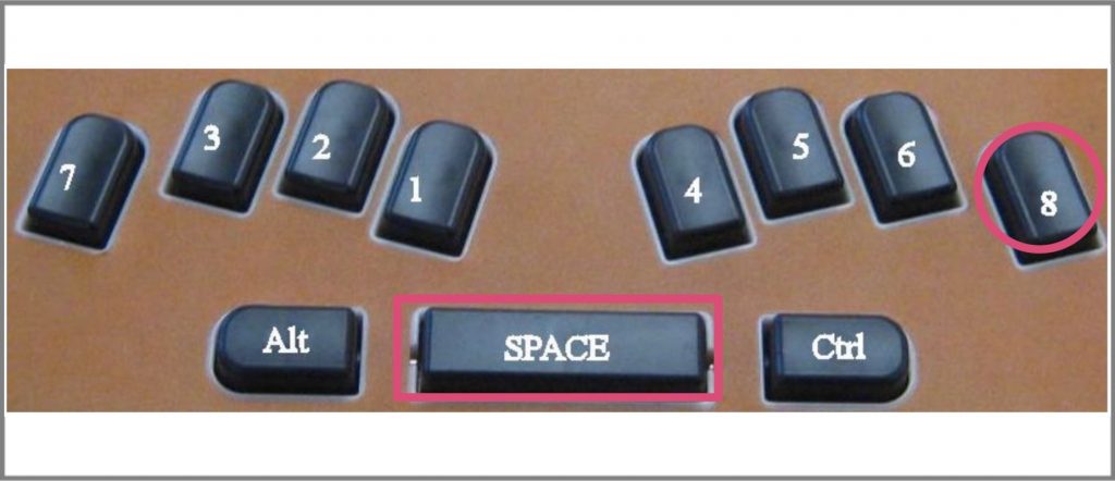 Key 8 + spacebar