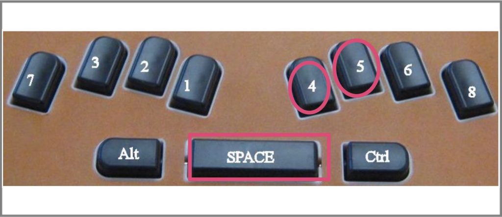 Key 4 + 5 + spacebar