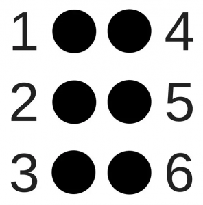 six dot Braille cell