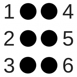 six dot Braille cell